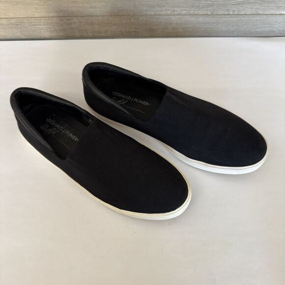 Donald J Pliner Sonia Black Canvas Slip On Sneaker Shoes Women 8.5 Casual Boat - Picture 4 of 11